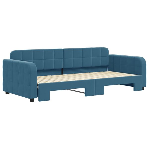 vidaXL Slaapbank met onderschuifbed 90x200 cm fluweel blauw