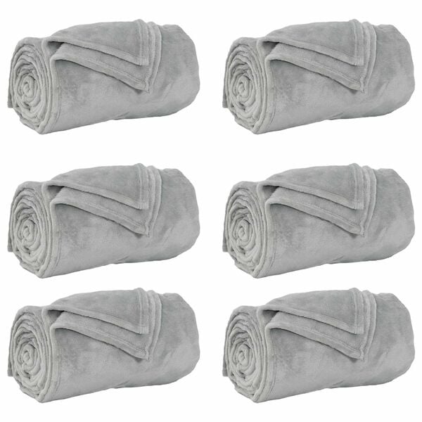 vidaXL Kleden 6 pcs Grijs 220 x 240 cm Fleece