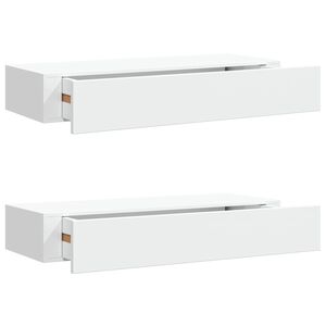 vidaXL Wandschappen 2 st met lade 60x23,5x10 cm MDF wit