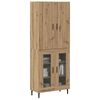 vidaXL Hoge kast 2 pcs Oud Hout Geengineerd Hout en Glas
