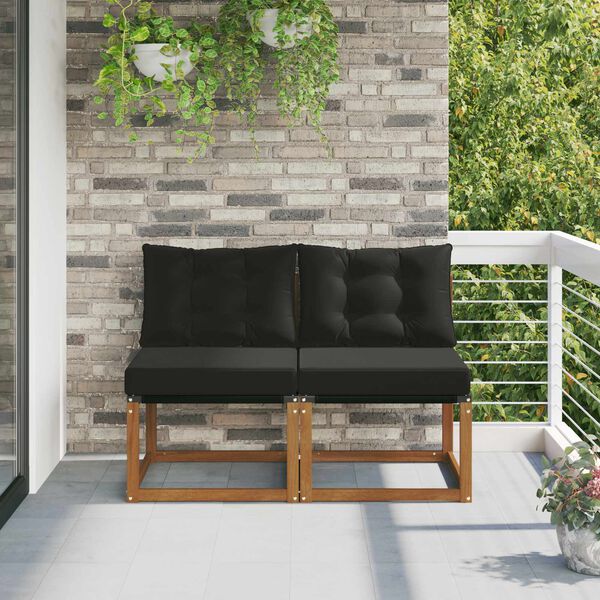 vidaXL 2 Stuk Buitenzitmiddelsofa Massief acaciahout en Textilene Stof