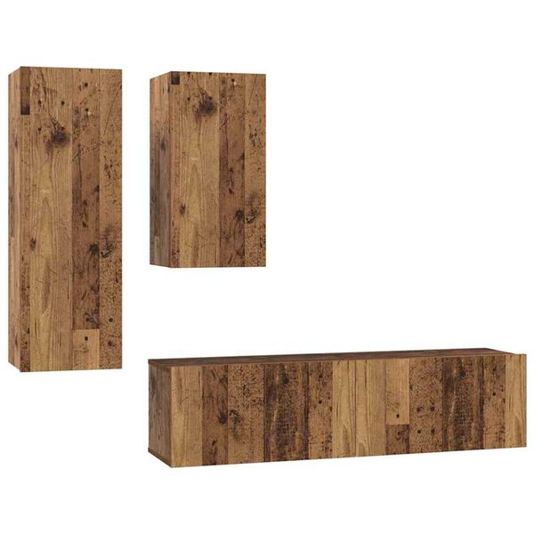 vidaXL Tv-meubelset Wandgemonteerd 4 pcs Oud Hout Bewerkt hout