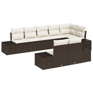 vidaXL Tuin Sofa Set met kussen 8 pcs Bruin en Cr&egrave;me poly rattan