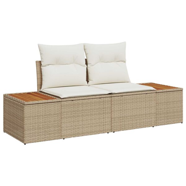 vidaXL Tuin Eetset met kussen 7 pcs Beige en Cr&egrave;me