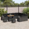 vidaXL Tuin Sofa Set met kussen 12 pcs Zwart poly rattan