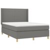 vidaXL Boxspring met matras en LED stof donkergrijs 140x190 cm