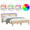 vidaXL Bedframe met LED Sonoma 137 x 190 cm Bewerkt hout