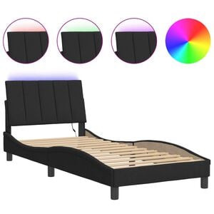 vidaXL Bedframe met LED zonder matras "Hanko" fluweel zwart 80x200 cm