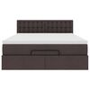 vidaXL Bed poef met matras en LED's 140x190 cm stof donkerbruin
