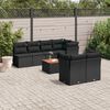 vidaXL 8-delige Loungeset met kussens poly rattan zwart