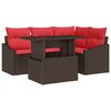 vidaXL Tuin Sofa Set 5 st Bruin en Rood poly rattan