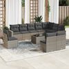 vidaXL 11-delige Loungeset met kussens poly rattan grijs