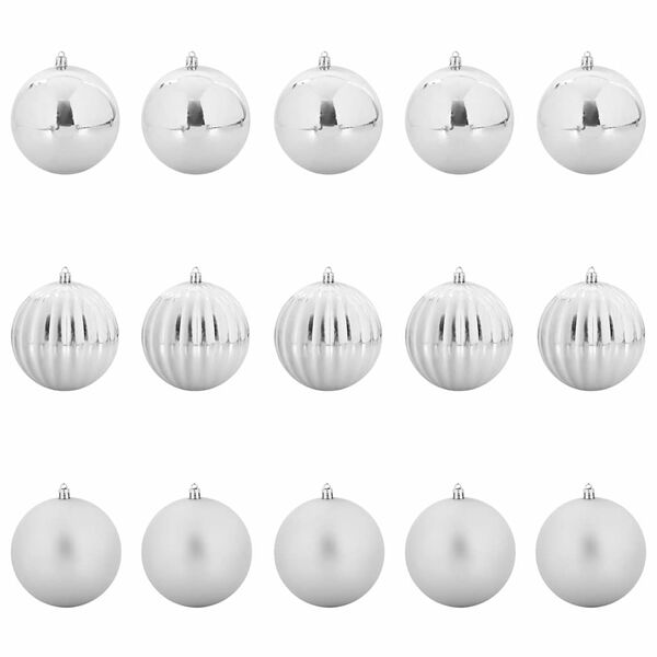 vidaXL Kerstbal Set 15 pcs Zilver Kunststof