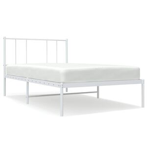 vidaXL Bedframe met hoofdbord metaal wit 107x203 cm