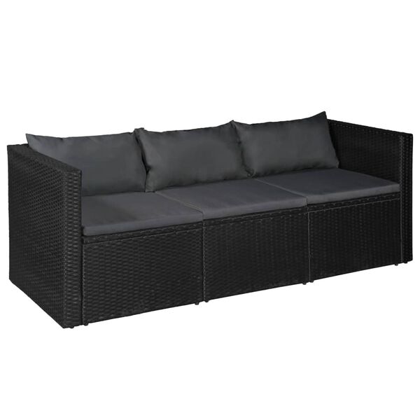 vidaXL 4-delige Loungeset poly rattan zwart en grijs