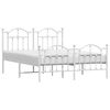 vidaXL Bedframe met hoofd- en voeteneinde metaal wit 135x190 cm