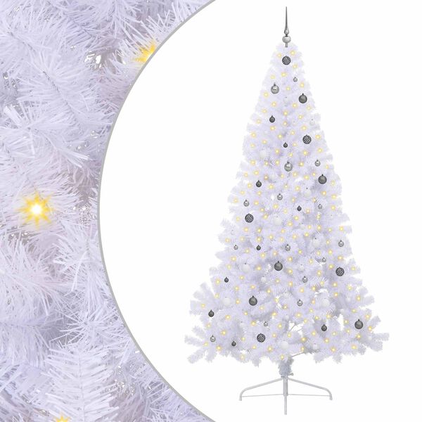 vidaXL Kunstkerstboom met 300 LED Wit 240 cm PVC en staal