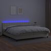 vidaXL Boxspring met matras en LED kunstleer cr&egrave;mekleurig 200x200 cm