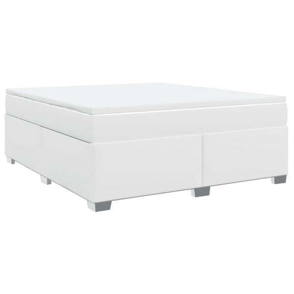 vidaXL Boxspring met matras kunstleer wit 180x200 cm