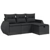 vidaXL 4-delige Loungeset met kussens poly rattan zwart
