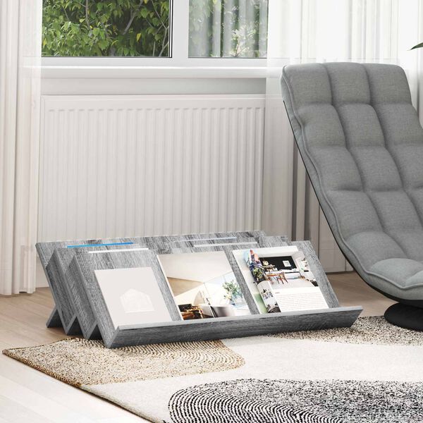 vidaXL Tijdschrift Rek Grijs Sonoma 90 x 53 x 28,5 cm Bewerkt hout