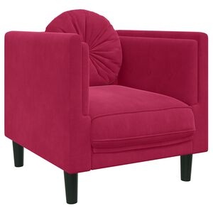vidaXL Fauteuil met kussen fluweel wijnrood