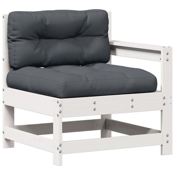 vidaXL 8-delige Loungeset met kussens massief grenenhout wit