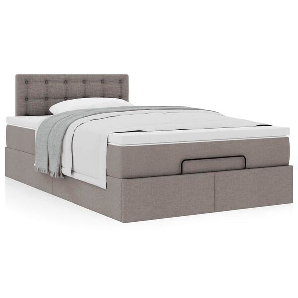 vidaXL Ottoman bed met matras 120x190 cm stof taupe