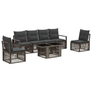 vidaXL Tuinbankenset 7 st Grijs en Donkergrijs poly rattan