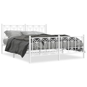 vidaXL Bedframe met hoofd- en voeteneinde metaal wit 160x200 cm