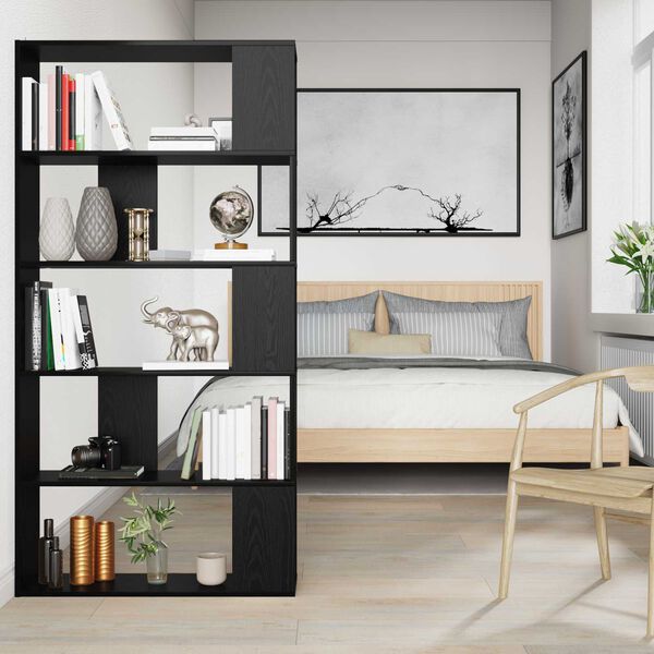 vidaXL Boekenkast Zwart Eiken 80 x 24 x 159 cm Bewerkt hout