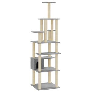 vidaXL Kattenkrabpaal met sisal krabpalen 183 cm lichtgrijs