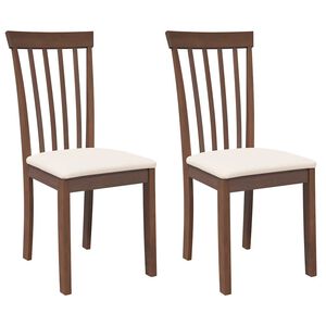 vidaXL Eetkamerstoelen met kussens 2 st massief hout rubber bruin