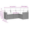 vidaXL 4-delige Loungeset met kussens poly rattan grijs