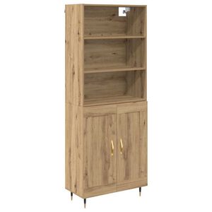 vidaXL Hoge kast Artisan Eiken 69,5 x 34 x 180 cm Bewerkt hout