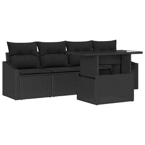 vidaXL Tuin Sofa Set met kussen 5 pcs Zwart poly rattan