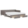 vidaXL Slaapbank met onderschuifbed en lades 100x200 cm stof taupe