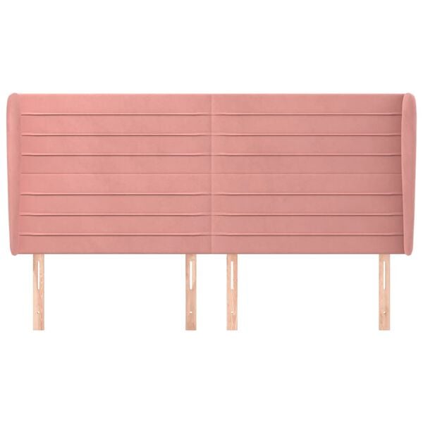 vidaXL Hoofdbord met randen 183x23x118/128 cm fluweel roze