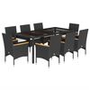 vidaXL 9-delige Tuinset met kussens poly rattan en glas zwart