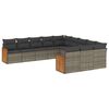 vidaXL 11-delige Loungeset met kussens poly rattan grijs