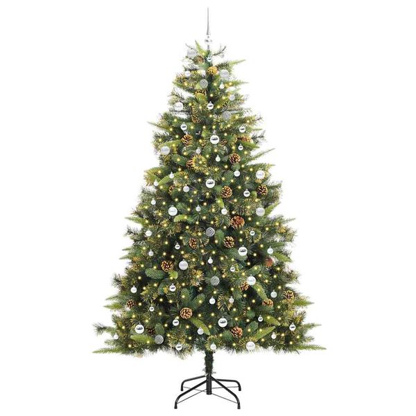 vidaXL Kunstmatige Scharnier Kerstboom met Cones Groen 240 cm