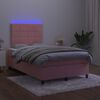 vidaXL Boxspring met matras en LED fluweel roze 120x200 cm