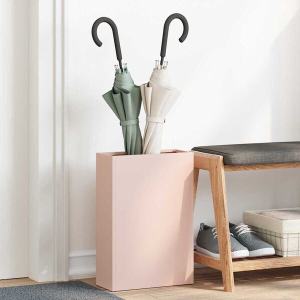 vidaXL Paraplu Standaard met opslag Roze 28 x 12 x 41 cm Staal