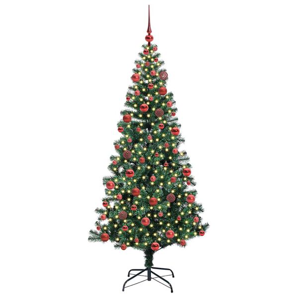 vidaXL Kunstmatig Voorverlicht Kerstboom Groen 180 cm PVC en Metaal