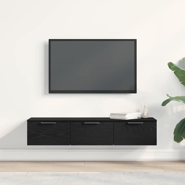 vidaXL Wandkast met lade Zwart Eiken 102 x 30 x 20 cm Bewerkt hout