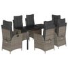 vidaXL 7-delige Tuinset met kussens poly rattan grijs