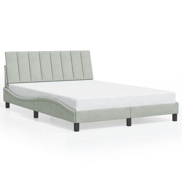 vidaXL Bedframe zonder matras "Hanko" 140x190 cm fluweel lichtgrijs