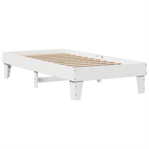 vidaXL Bedframe zonder matras massief grenenhout wit 75x190 cm