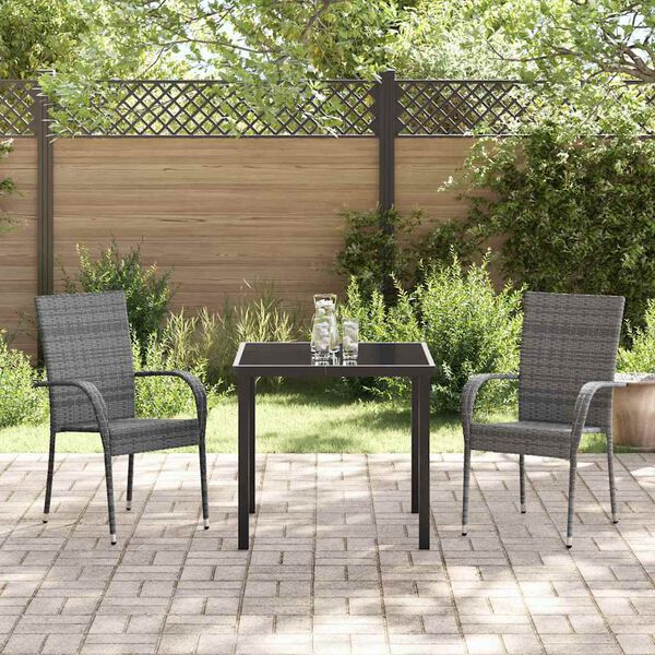 vidaXL Tuin eettafelset 3 pcs Grijs Gepoedercoat staal