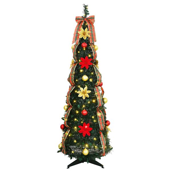 vidaXL Kunstkerstboom met 100 LED met standaard Groen 150 cm PVC